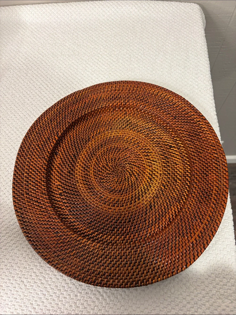 Williams Sonoma Nito Handwoven Charger Plates Set of 2 Rich Spice Brown 13
